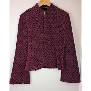 NWT Cache Y2K Textured Velvet Fitted Jacket Cranberry Goth 8